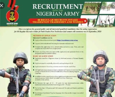 Nigerian Army 81RRI Recruitment 2024/2025 Application Form Portal | recruitment.army.mil.ng