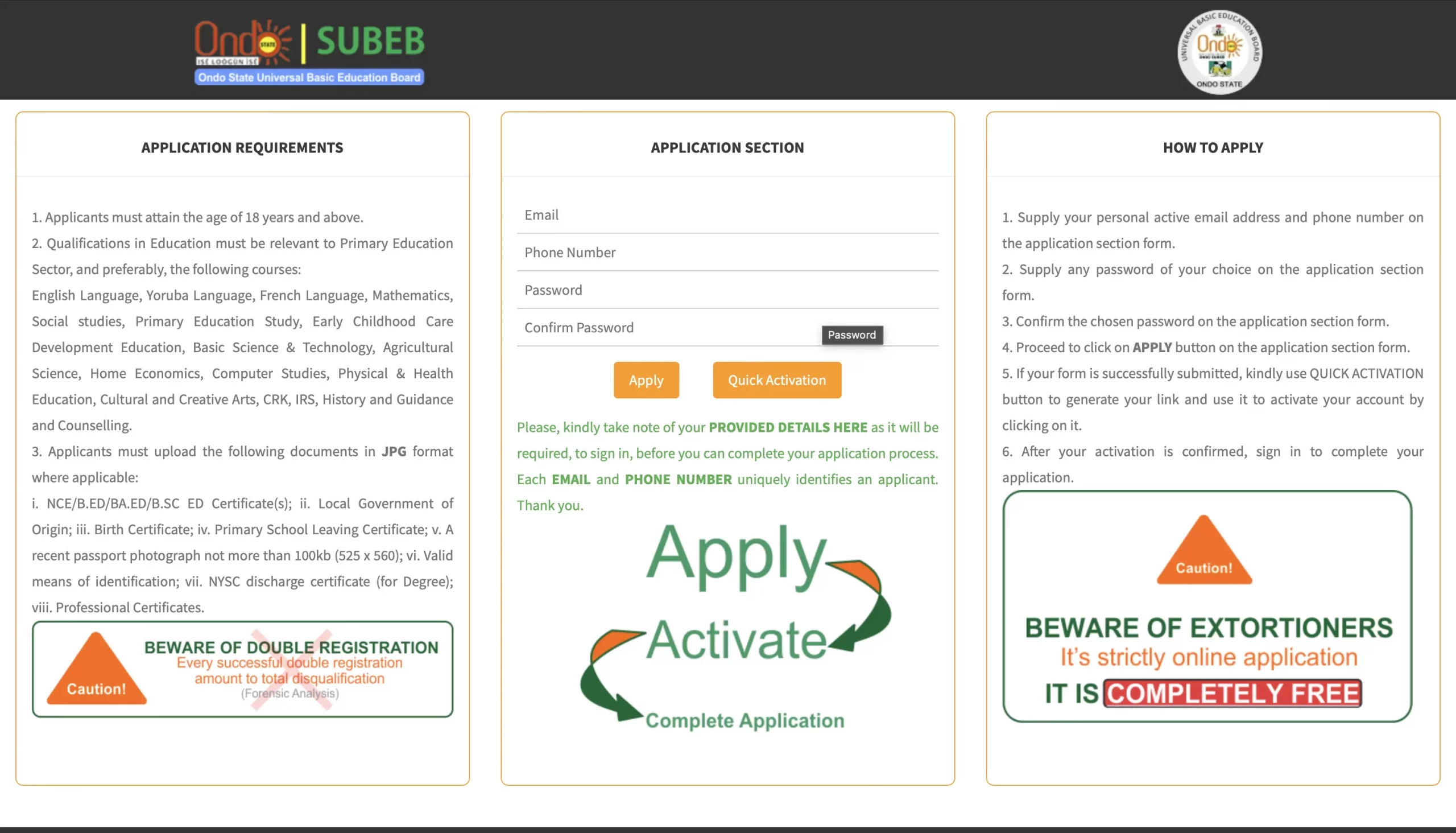 Ondo SUBEB Recruitment 2024/2025 Application Form Portal | odsgsubeb.org